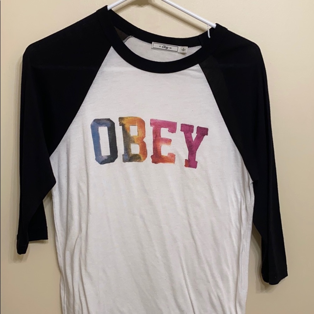 3/4 sleeve obey shirt